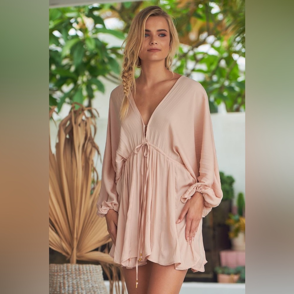 Free People Arzel Mini Dress in Cream size S